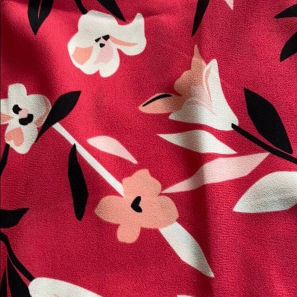 Talbots Red Floral Scoop Neck Tunic - Picture 3 of 5